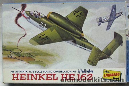 Lindberg 1/72 Heinkel He-162 Jet Fighter, 432-29 plastic model kit